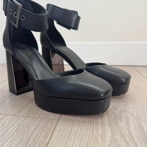 DKNY Black Chunky Heel Platform Shoes